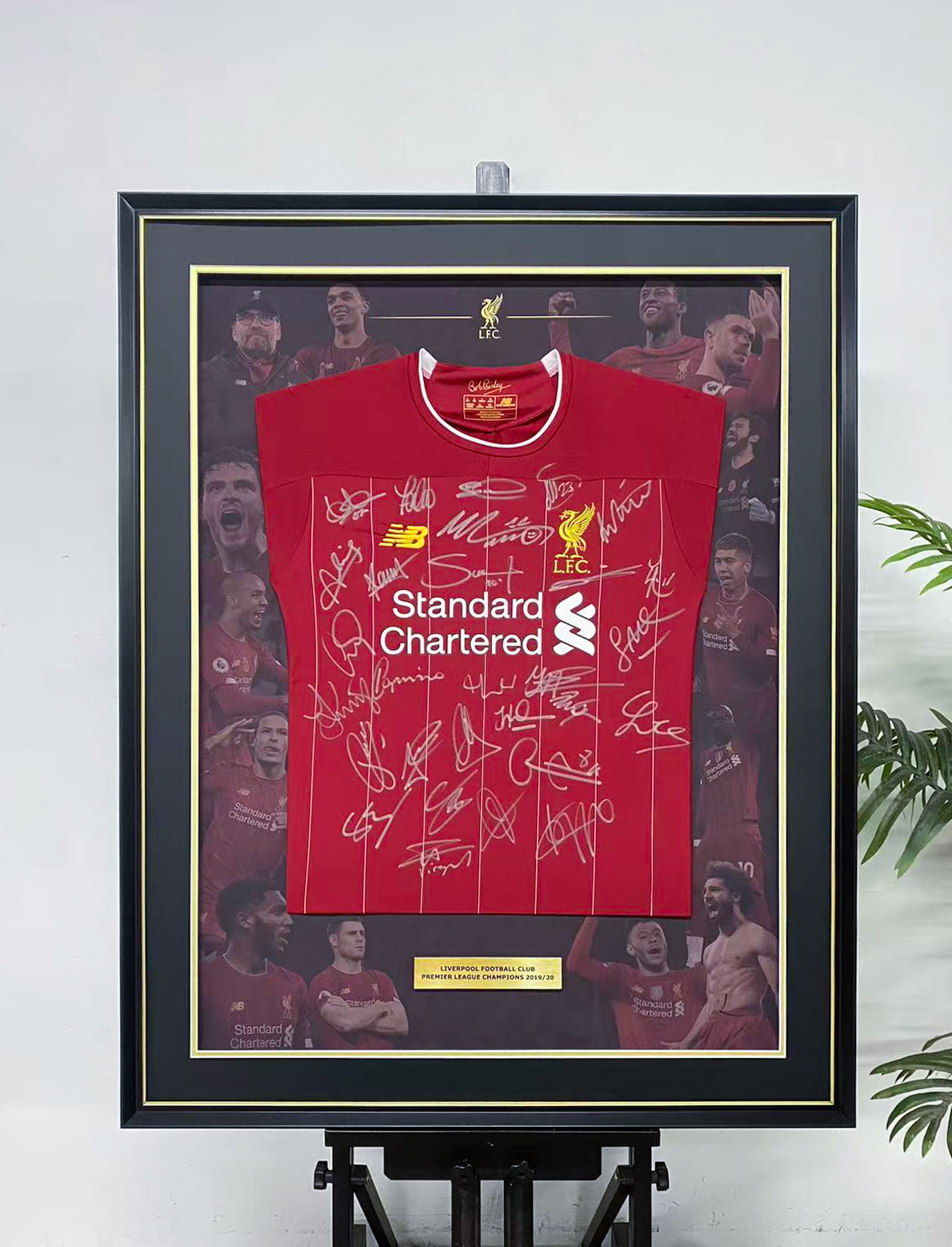 Liverpool 2019-20 Premier League Champions Squad Signed Home Jersey Display Frame