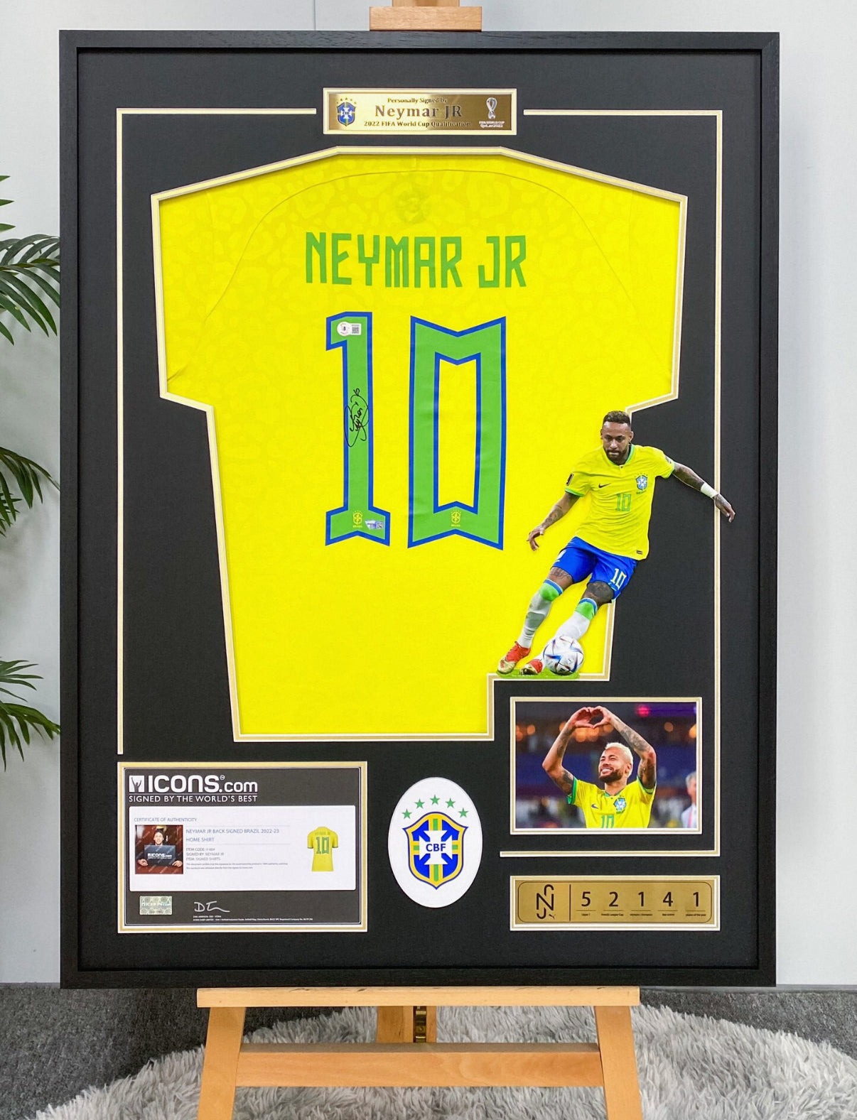 Neymar JR Brazil National Team Autographed Custom Framed Jersey