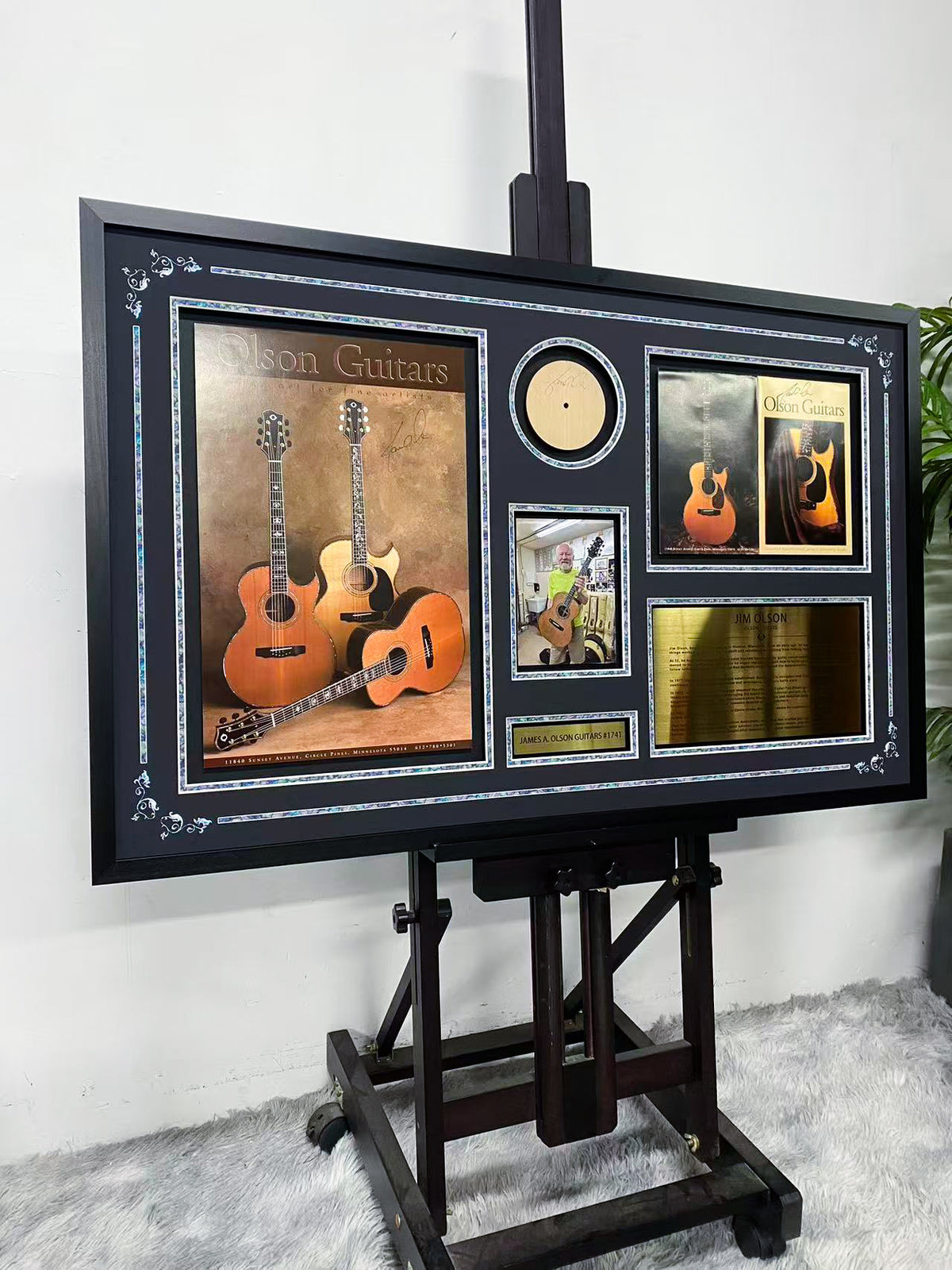Jim Olson Olson Guitars Signed Soundboard Catalog Display Frame