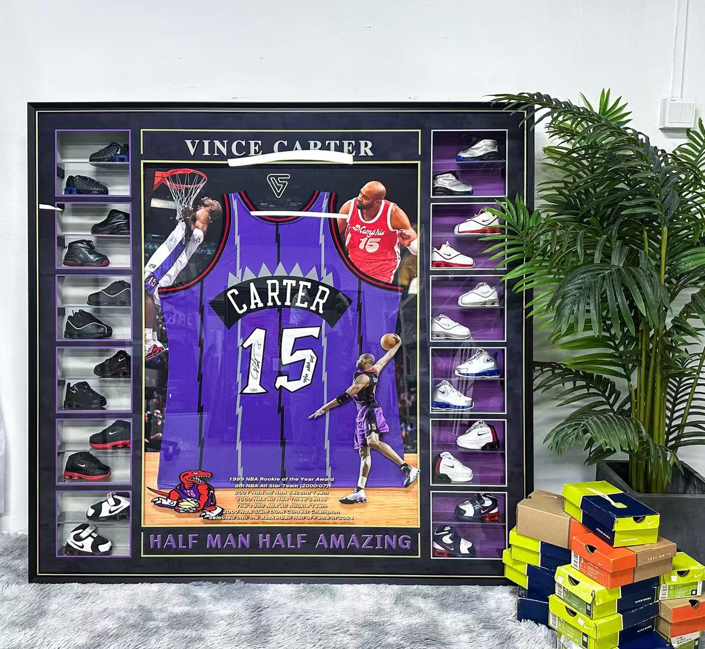 Vince Carter Toronto Raptors Autographed Jersey Framed