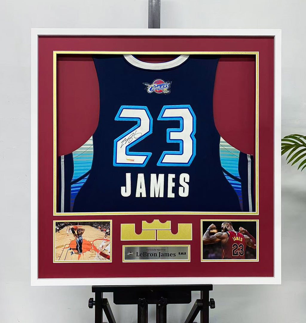 LeBron James Cleveland Cavaliers 23 Signed Navy Blue Jersey Display Frame