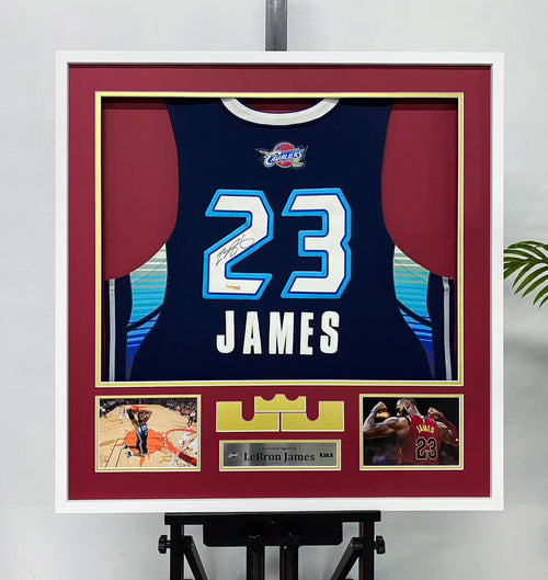 LeBron James Cleveland Cavaliers 23 Signed Navy Blue Jersey Display Frame