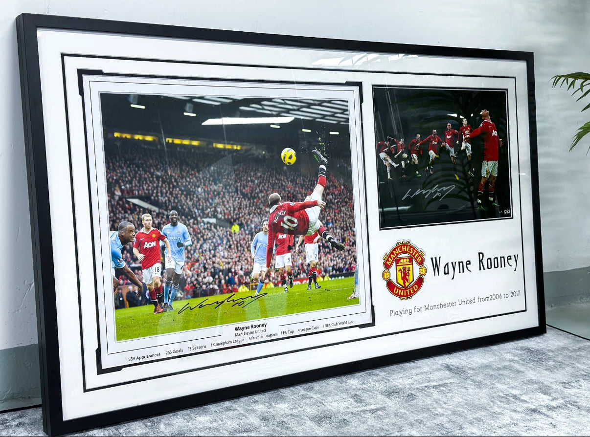 Wayne Rooney Manchester United Autographed Custom Framed Poster