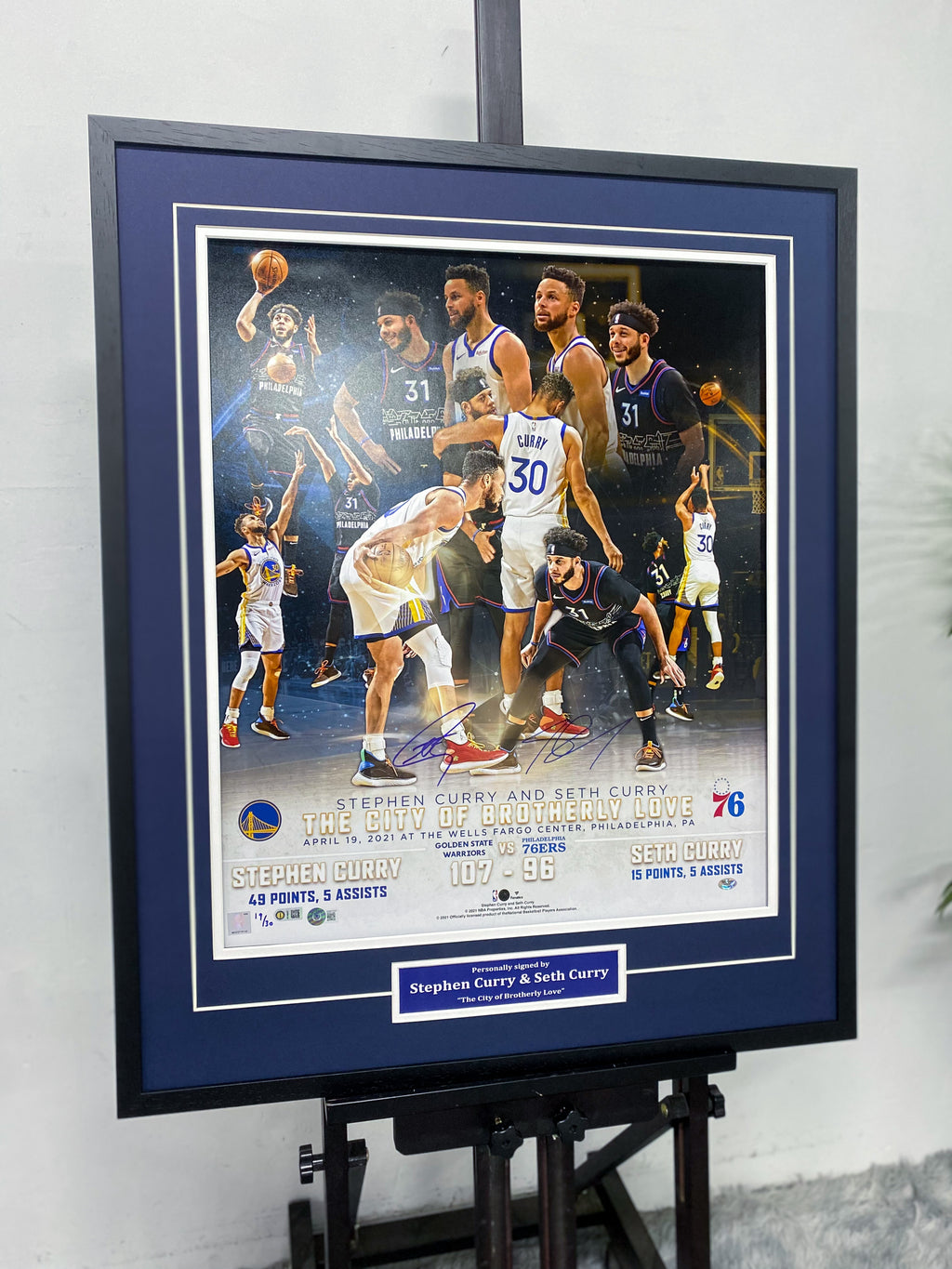 Stephen Curry & Seth Curry Signed Poster Framed