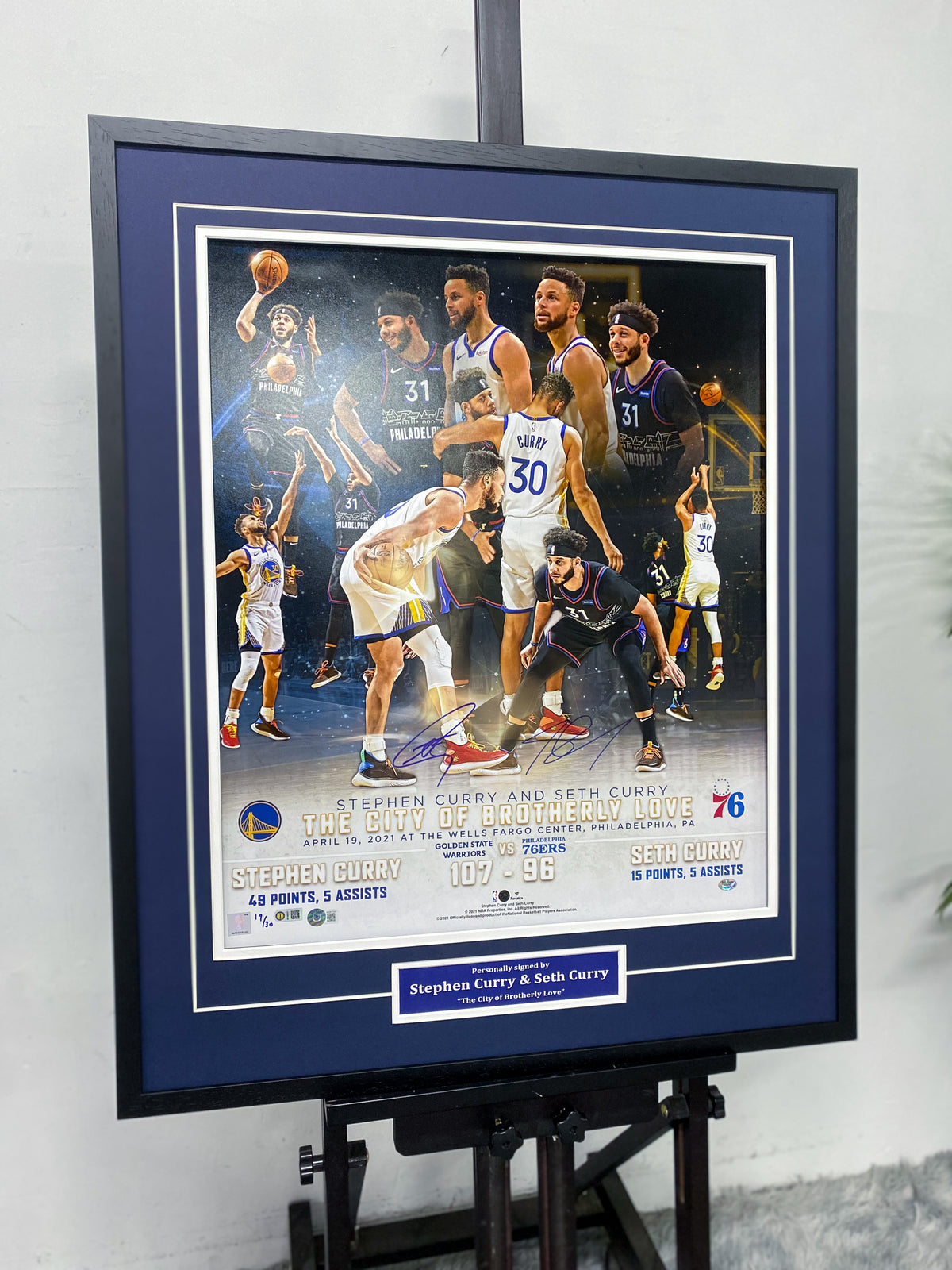 Stephen Curry & Seth Curry Signed Poster Framed