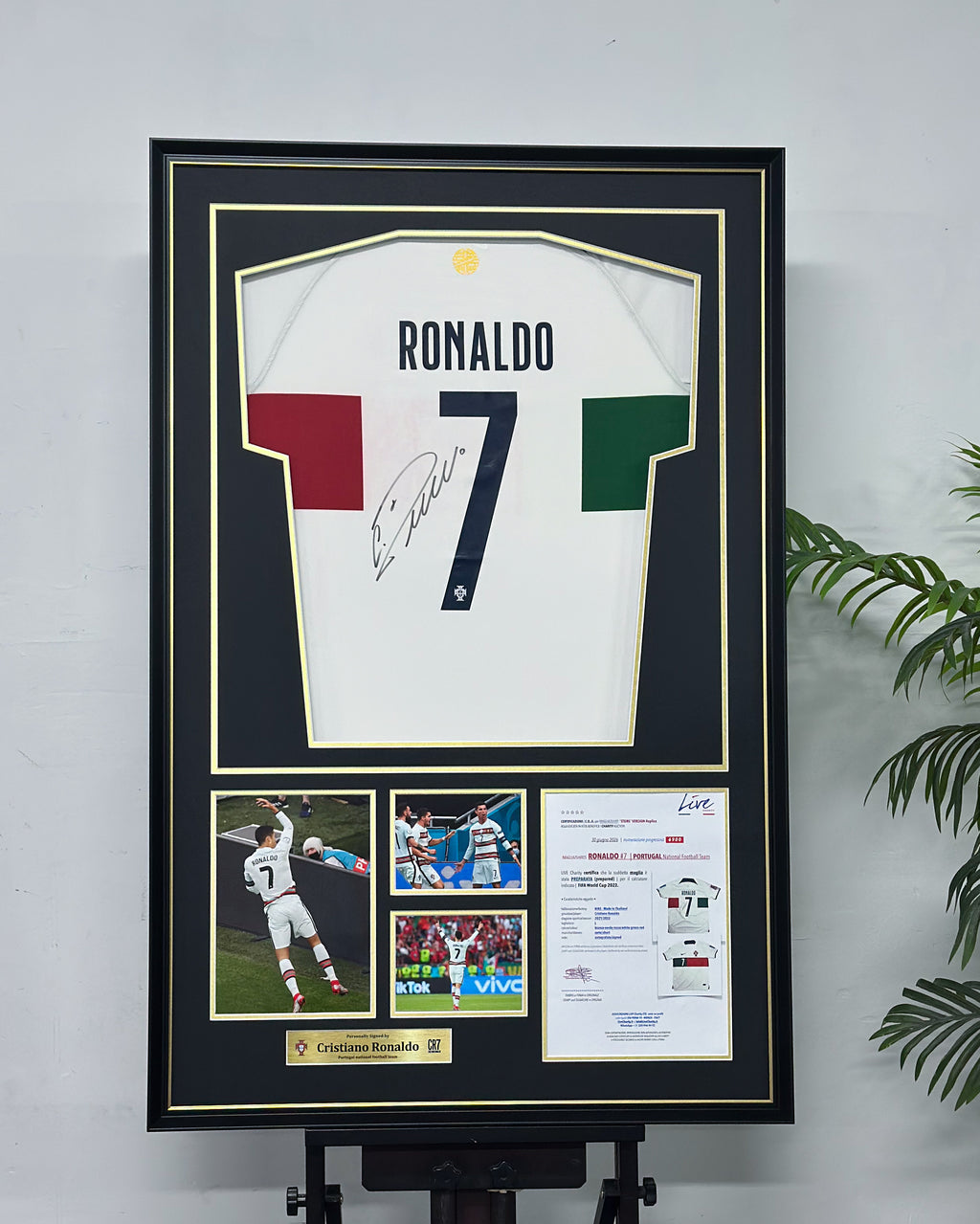 Cristiano Ronaldo Portugal Away Autographed Jersey Framing