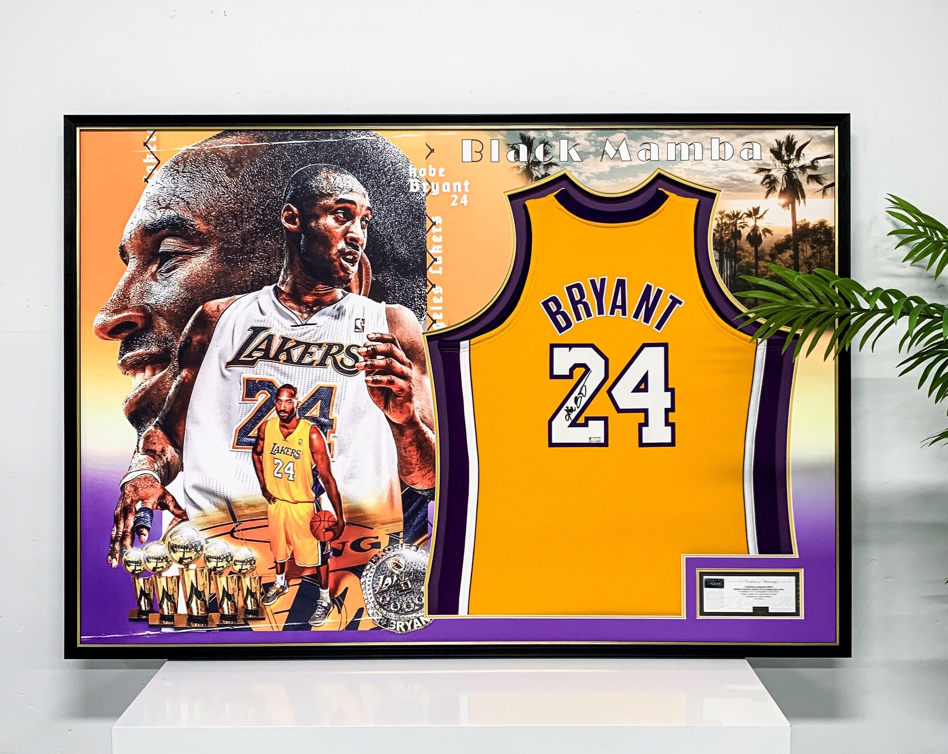 Kobe Bryant Los Angeles Lakers Autographed Custom Framed Jersey