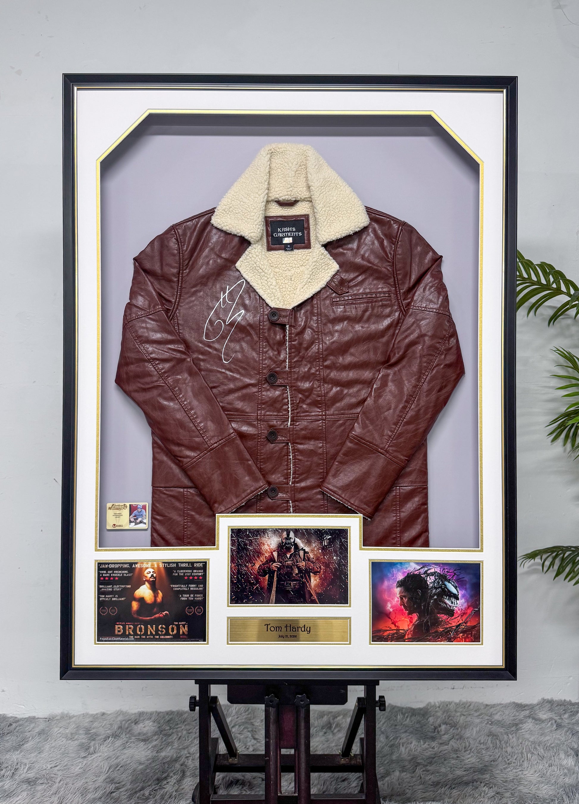 Tom Hardy Autographed Leather Jacket Framing Sentimental Item