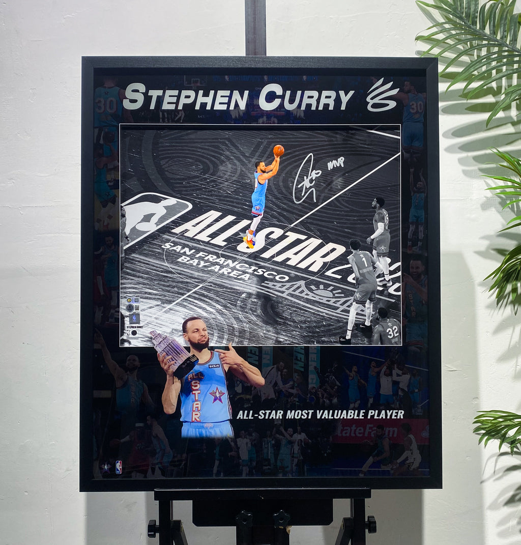 Stephen Curry Golden State Warriors All‑Star MVP Signed Photo Framing