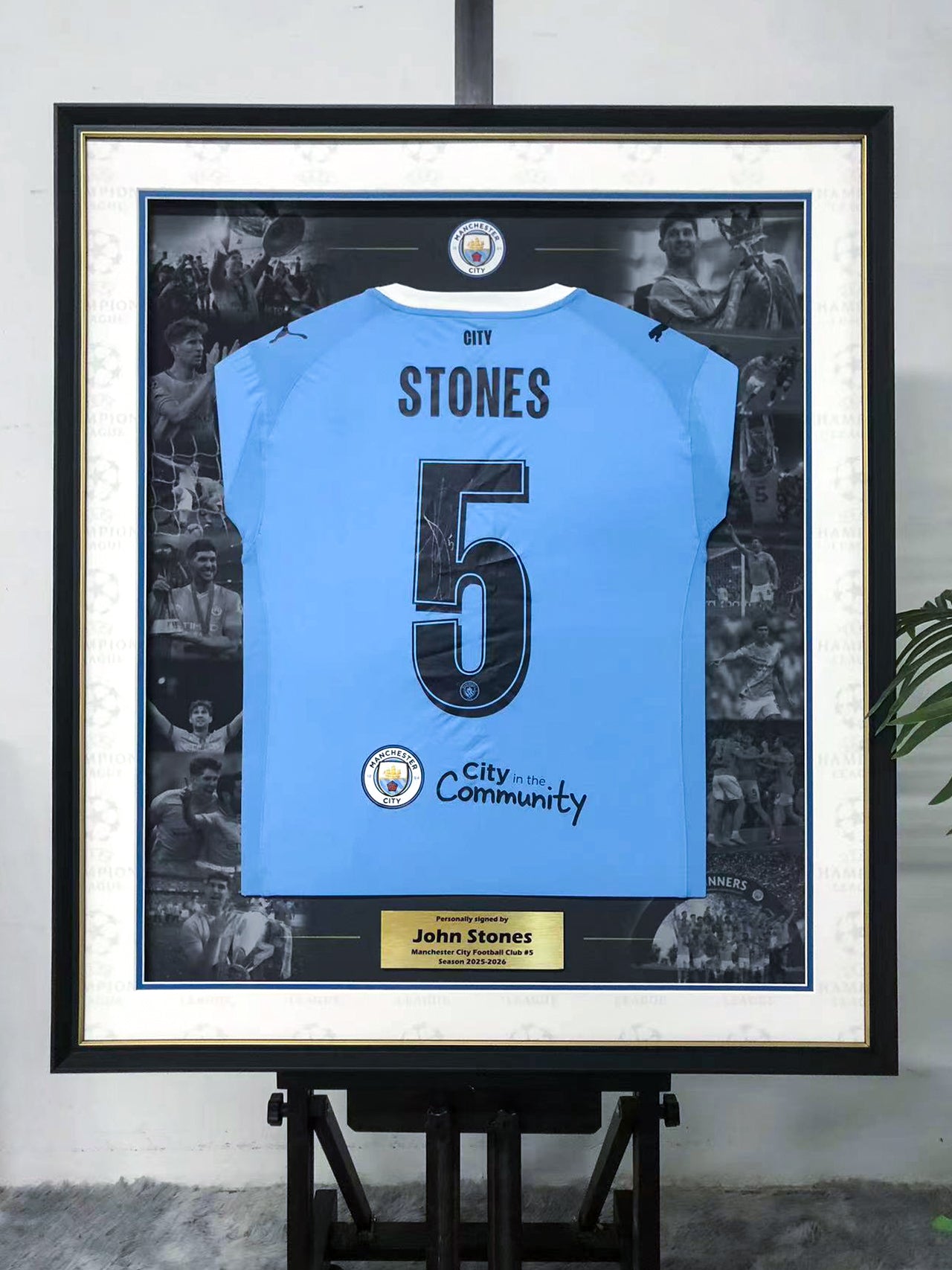 John Stones Manchester City Football Club Jersey Custom Framing