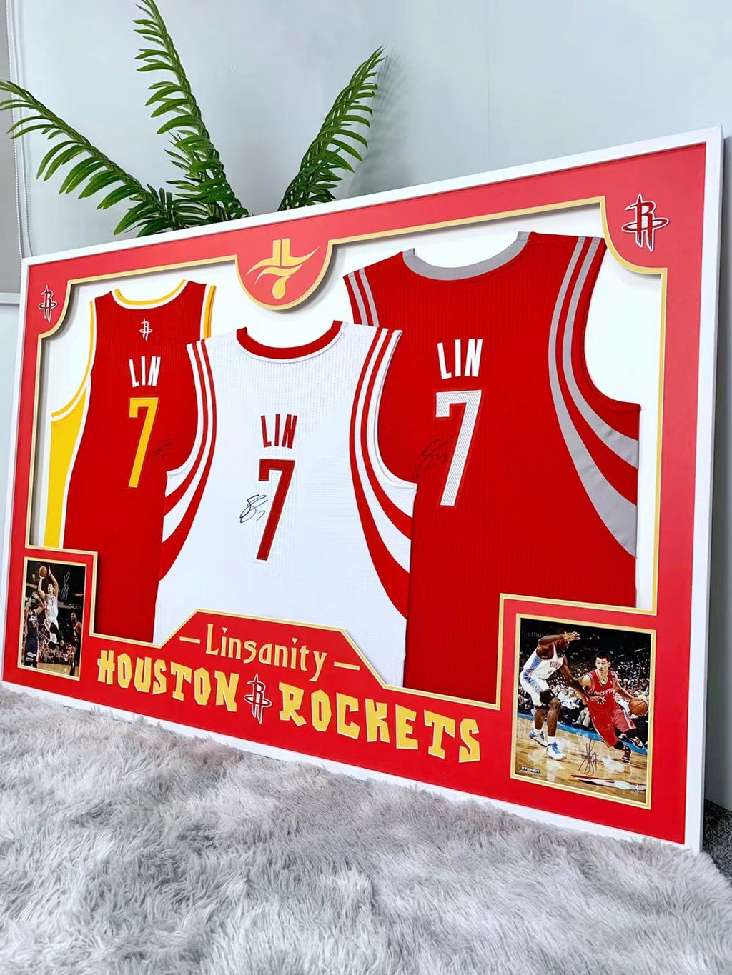 Jeremy Lin Houston Rockets Autographed Framed Jersey