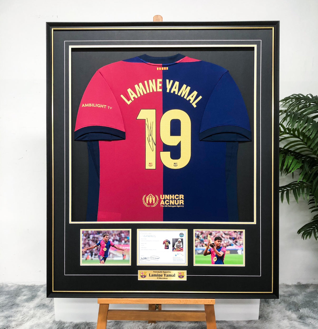 Lamine Yamal FC Barcelona Autographed Jersey Framed