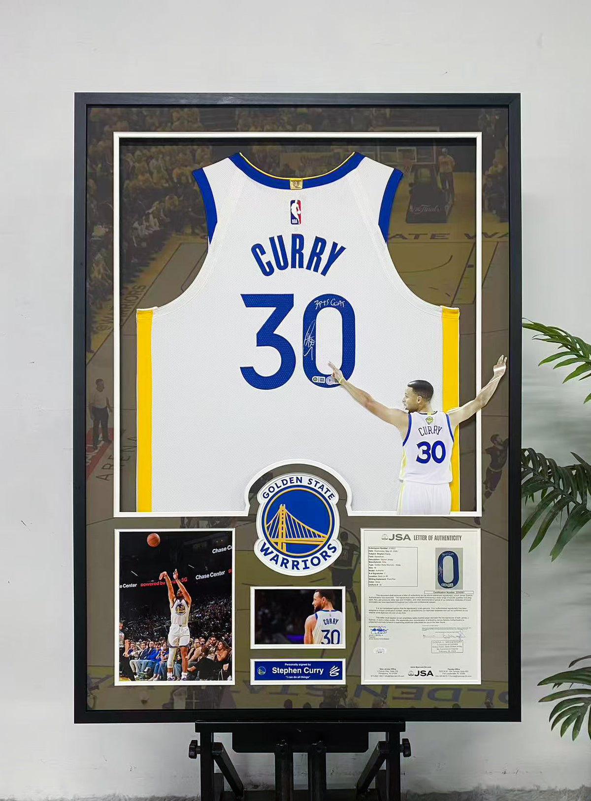 Stephen Curry Golden State Warriors 30 Signed Home Jersey Display Frame