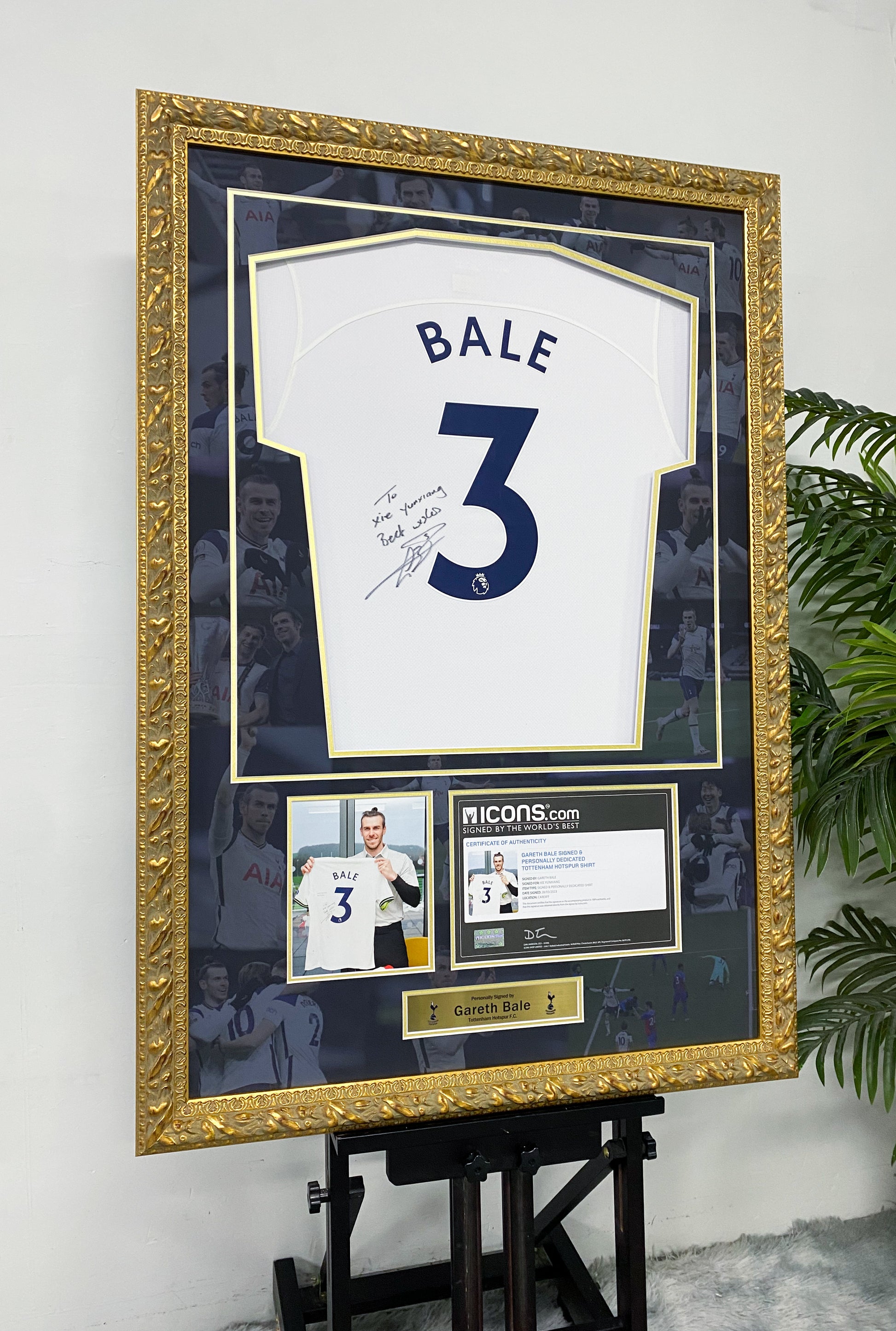 Gareth Bale Tottenham Hotspur #3 Signed White Home Jersey Framed Display
