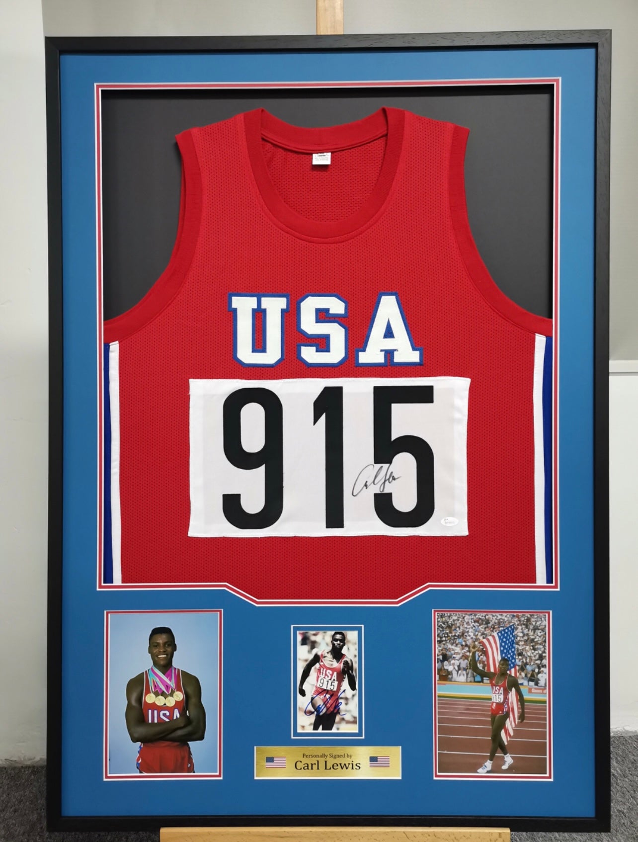 Carl Lewis Custom Framed Sentimental Item
