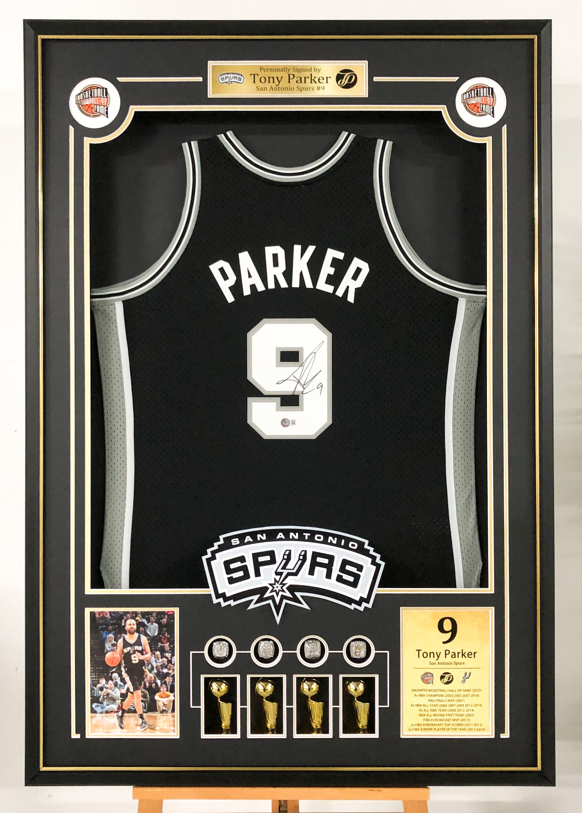 Tony Parker San Antonio Spurs Autographed Jersey Custom Framing