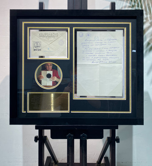 Soviet Cosmonaut Handwritten Letter & Space Cover Framing