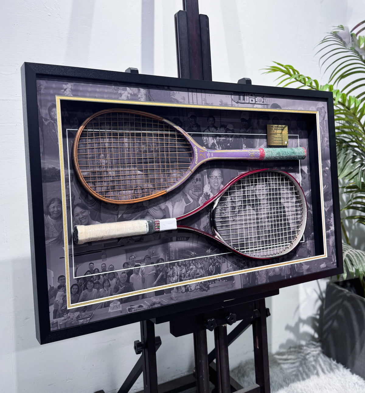 Vintage Wooden Tennis Rackets Memorial Shadow Box Display Frame