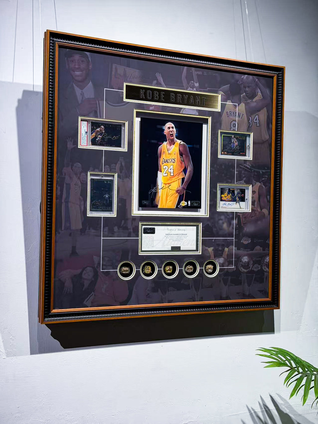 Kobe Bryant Los Angeles Lakers Autograph Photo & Sports Card Championship Rings Display Framing Sentimental Item