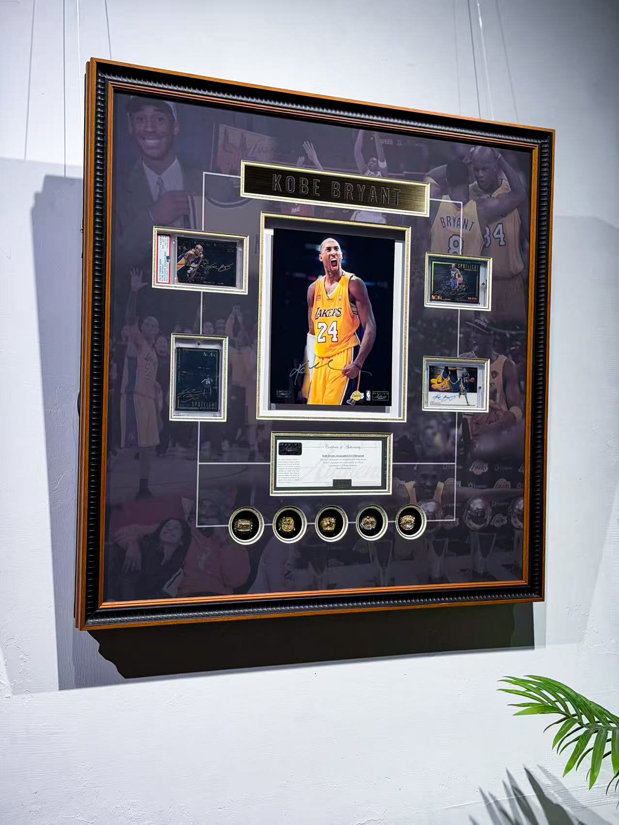Kobe Bryant Los Angeles Lakers Autograph Photo & Sports Card Championship Rings Display Framing Sentimental Item