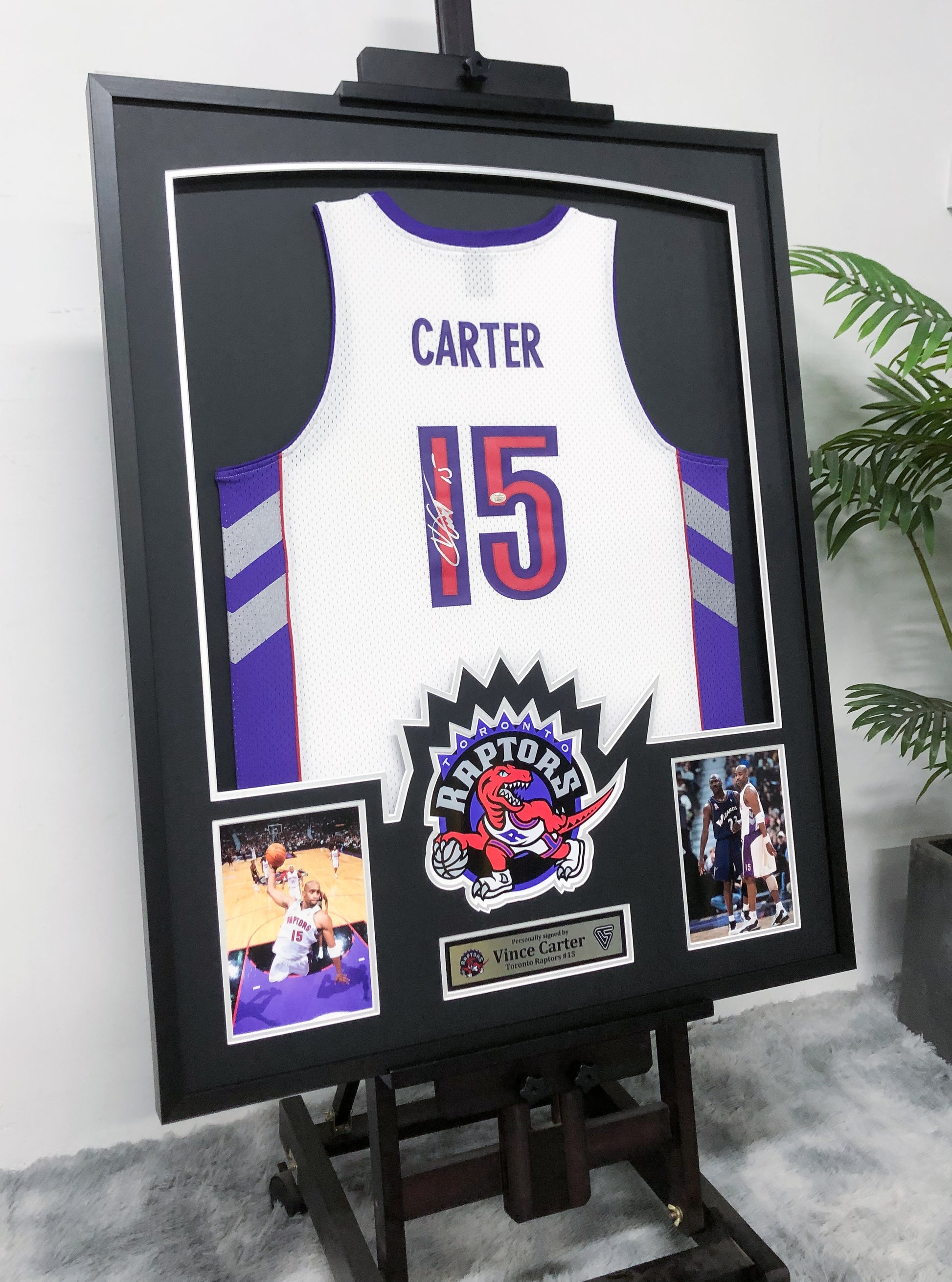 Toronto Raptors Vince Carter Autographed Jersey with Personalized Custom Design Framed