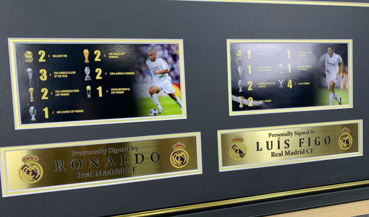 Cristiano Ronaldo Luis Figo Real Madrid Autographed Jersey Jersey Framing