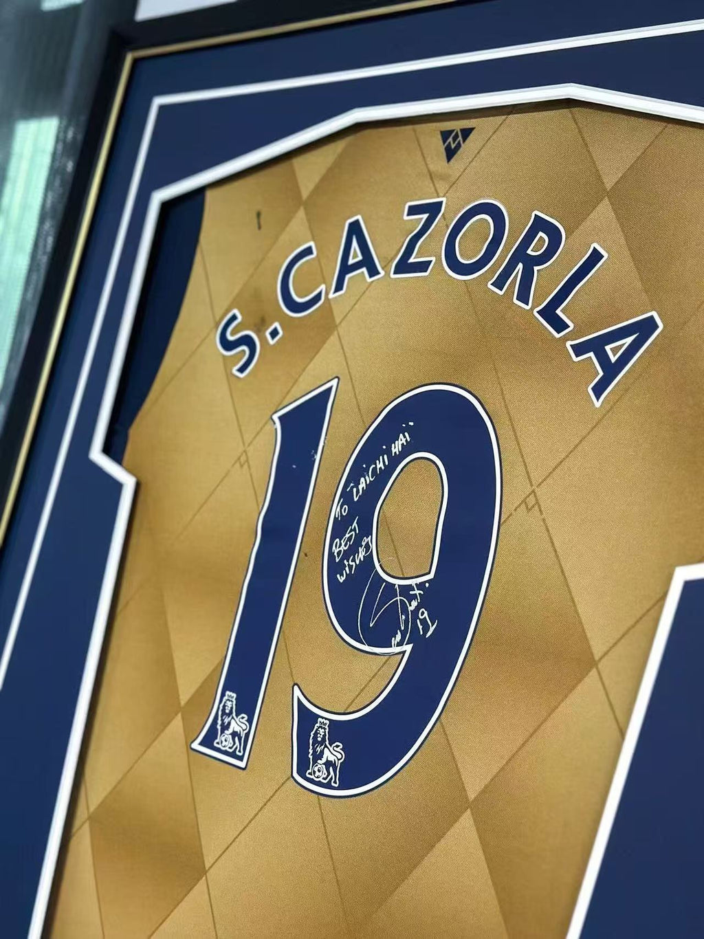 Santi Cazorla Arsenal Autographed Jersey Custom Framed