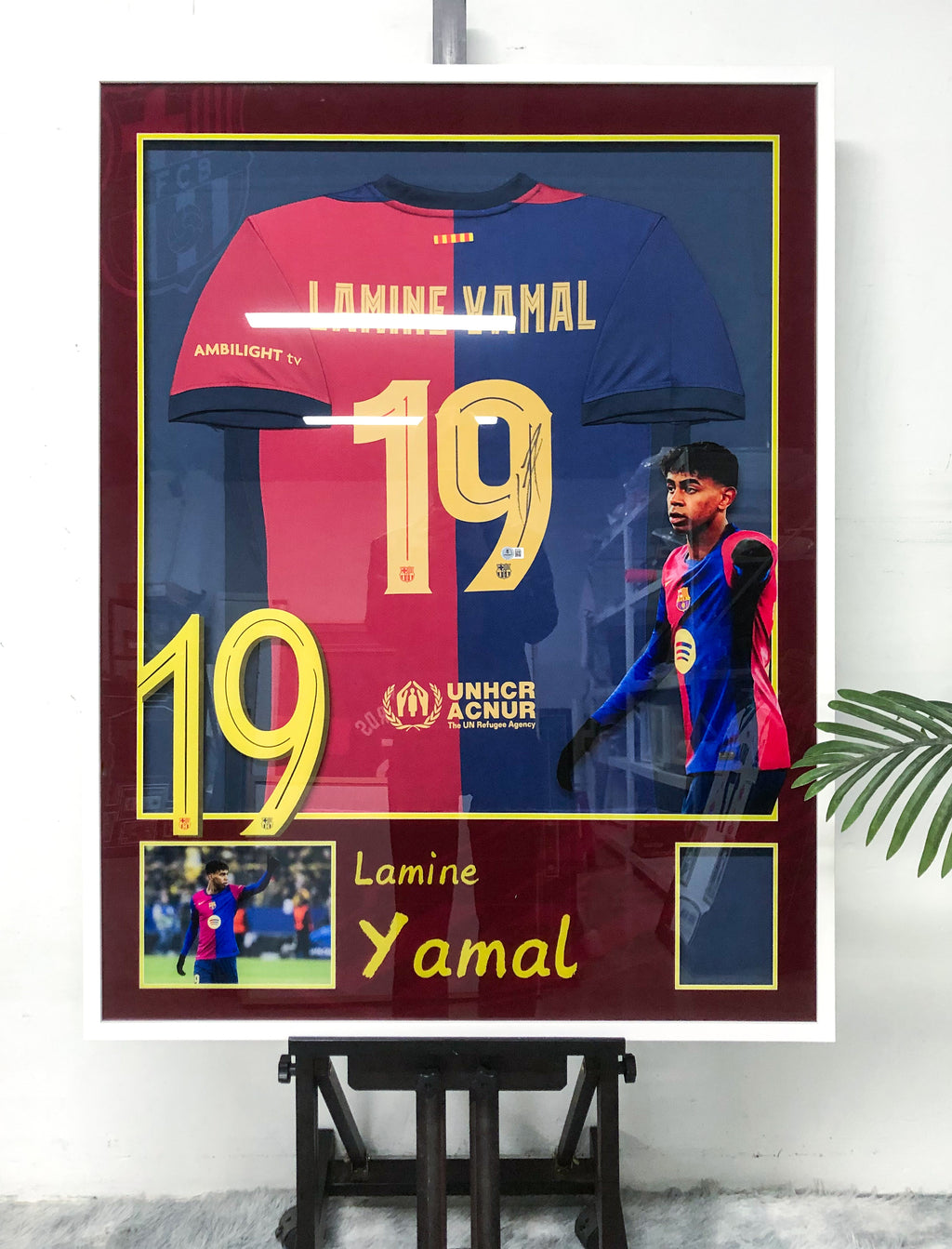 Lamine Yamal FC Barcelona Custom Framed Signed Jersey