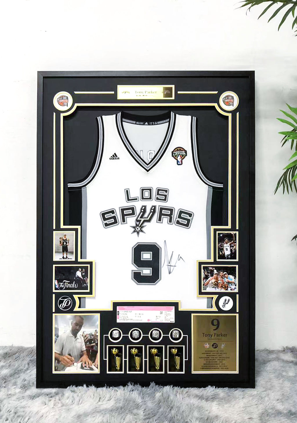 Tony Parker San Antonio Spurs Framed Signed Jersey