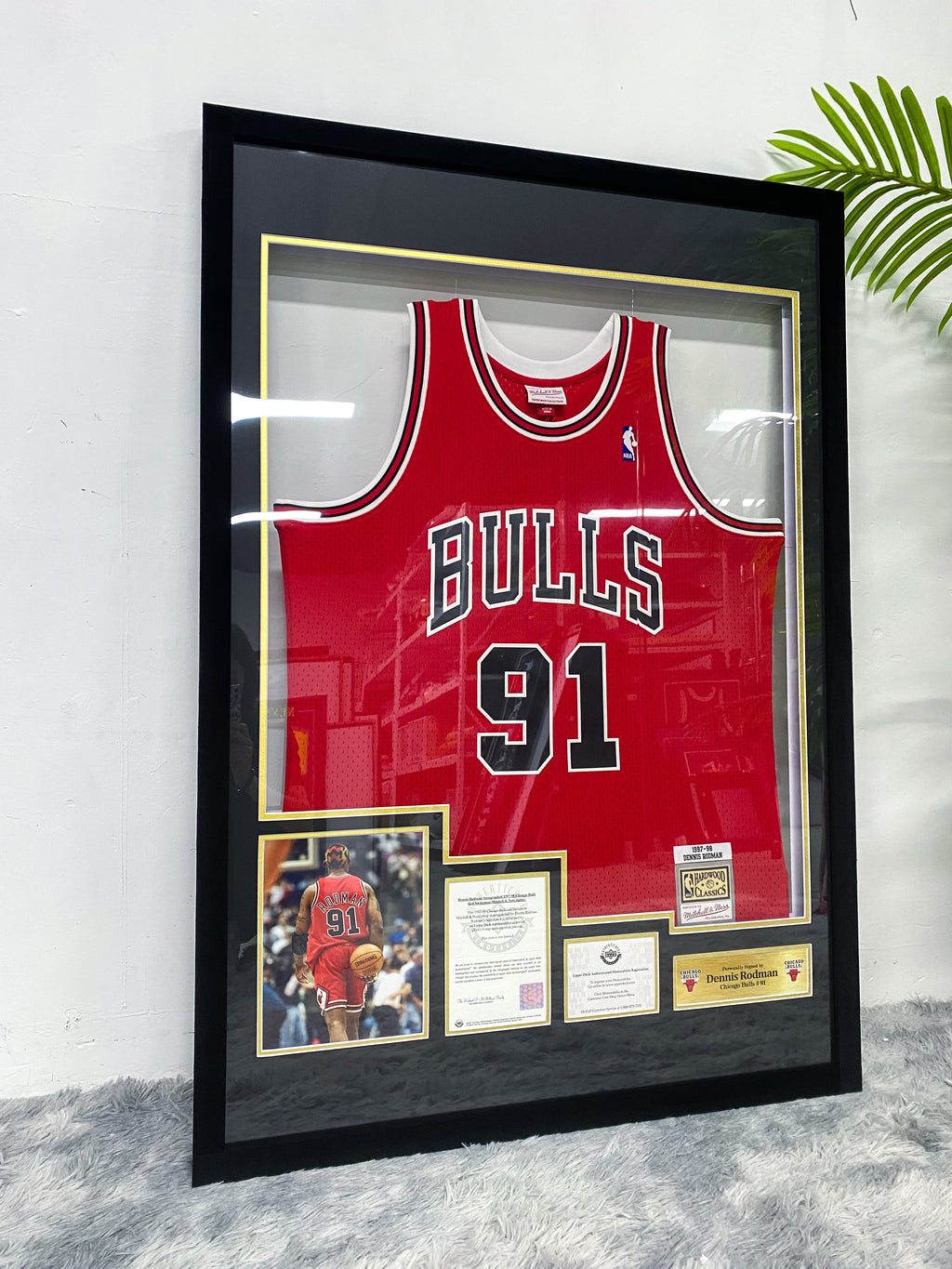 Dennis Rodman Chicago Bulls Signed Jersey Framed