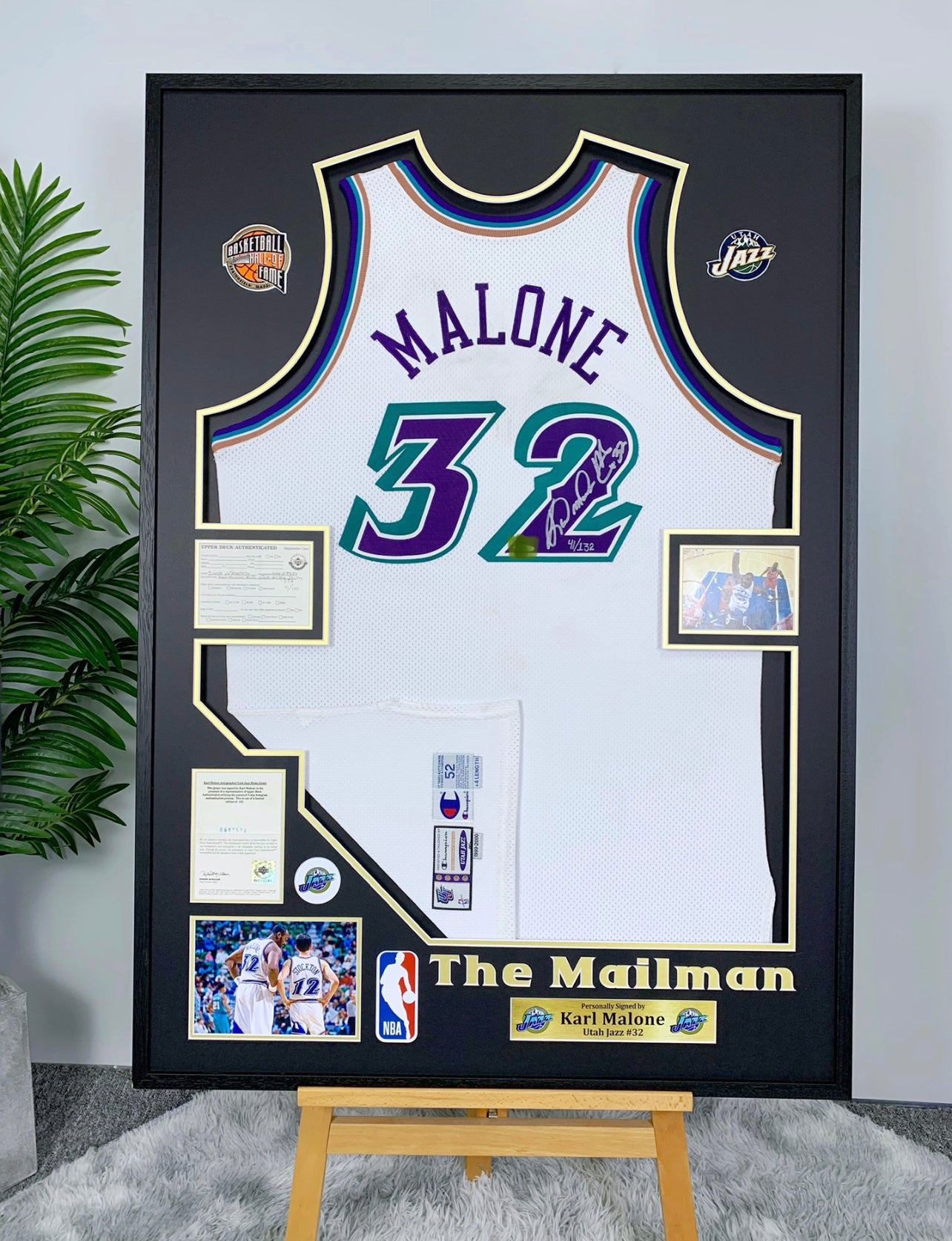 Karl Malone Utah Jazz Autographed Jersey Custom Framing