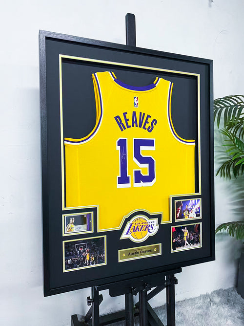 Austin Reaves Los Angeles Lakers #15 Signed Jersey Framing