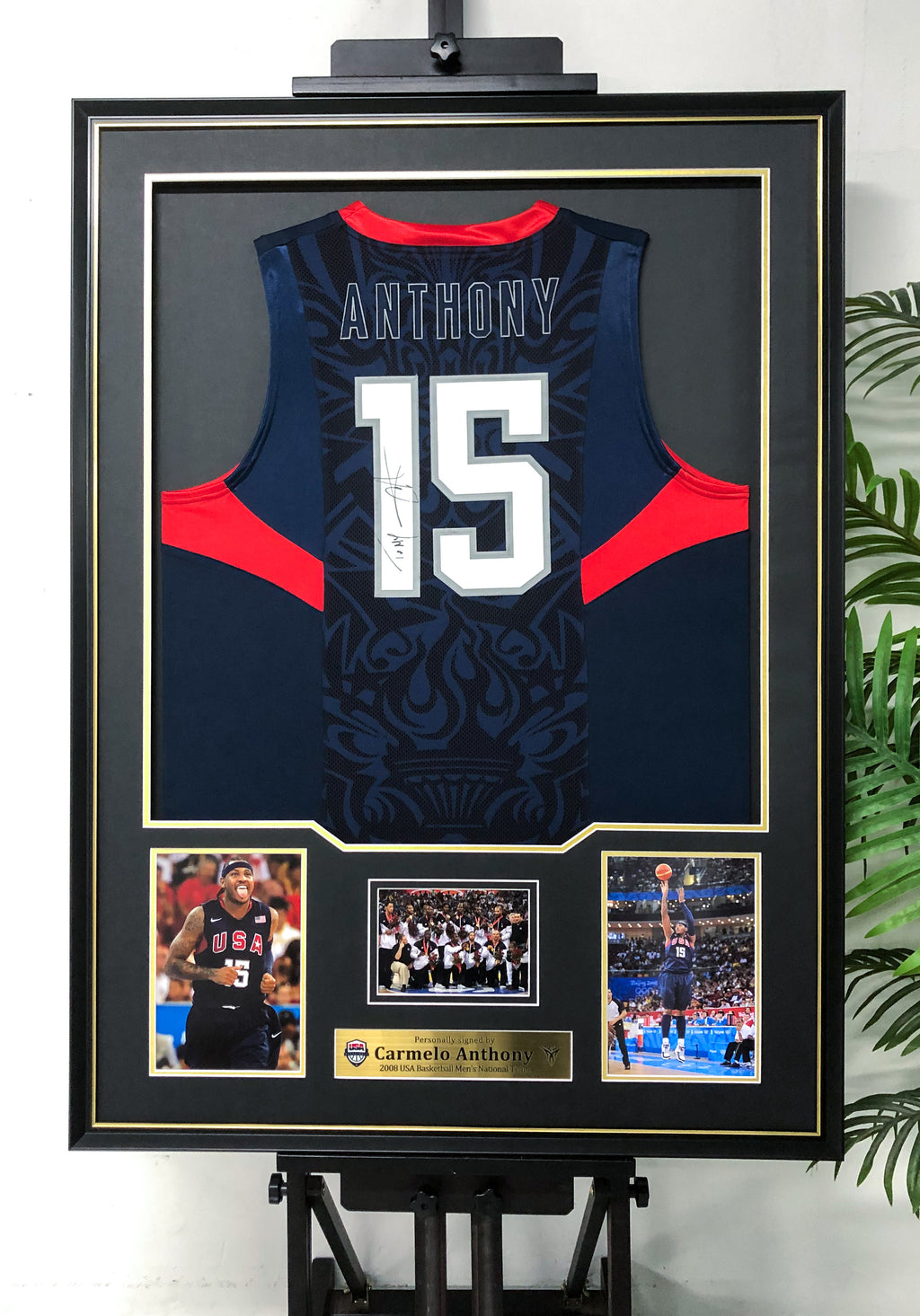 Carmelo Anthony USA Autographed Jersey Framed