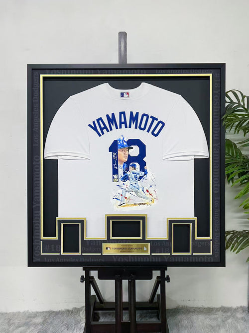 Yoshinobu Yamamoto Los Angeles Dodgers 18 Signed Home Jersey Display Frame