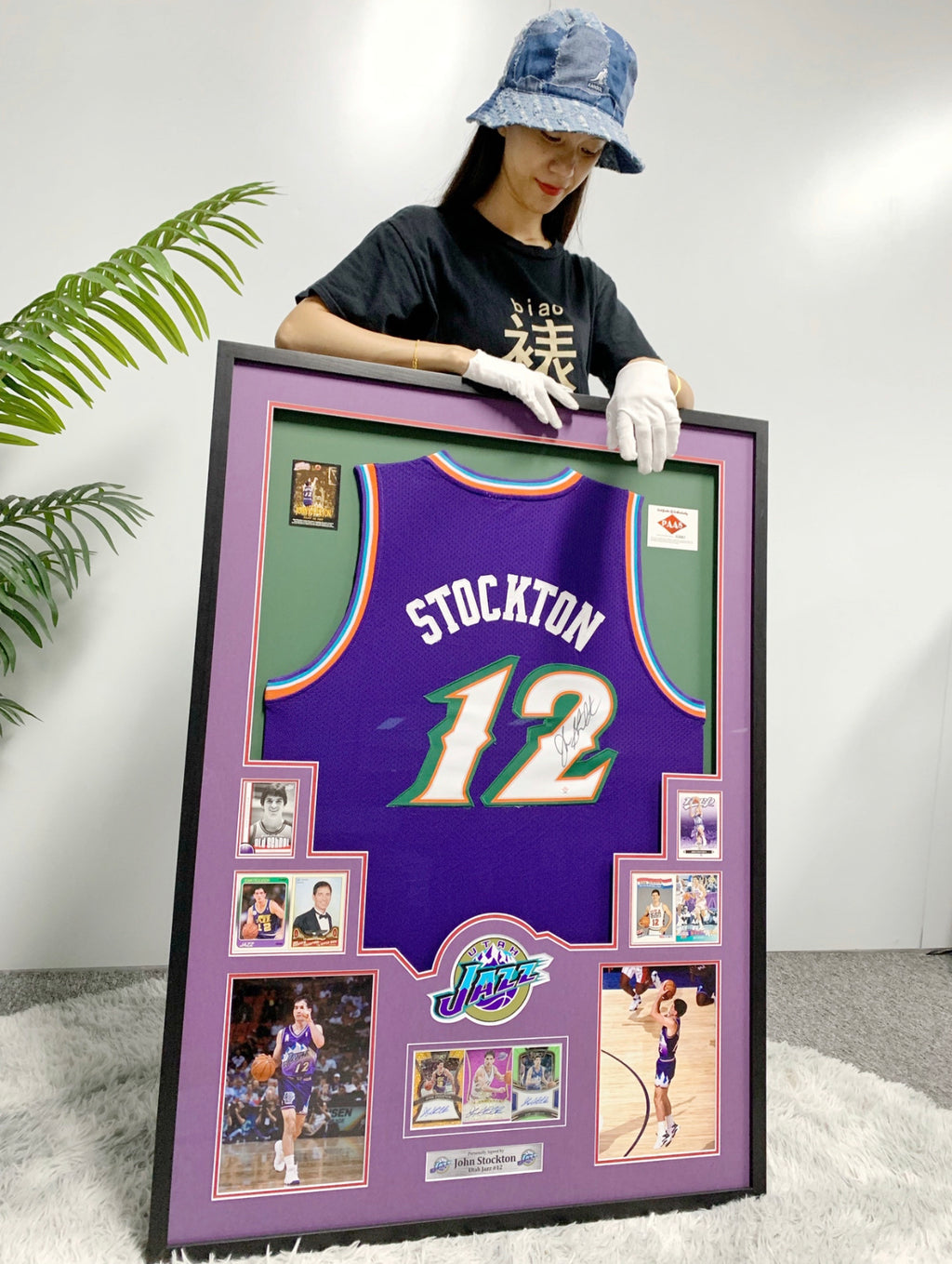 John Stockton Utah Jazz Autographed Jersey Custom Framing