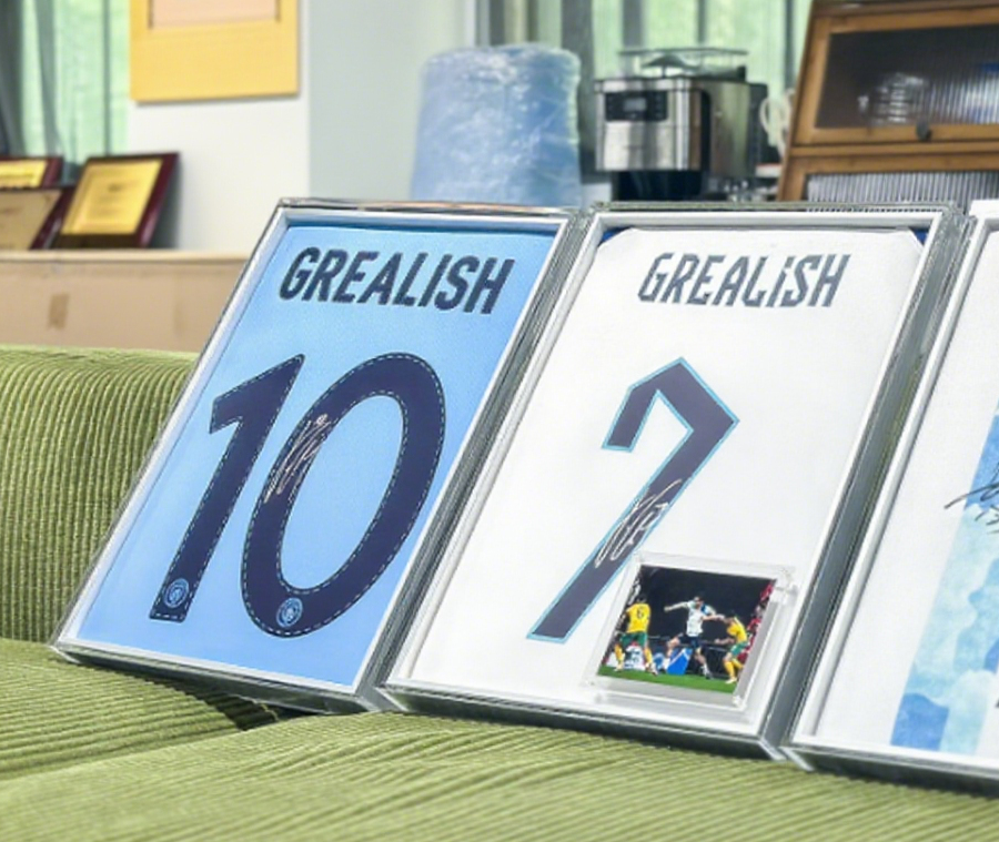 Jack Grealish Manchester City Autographed Jersey Framed
