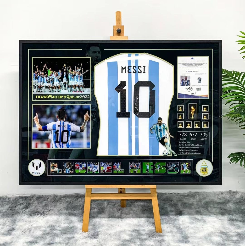 Lionel Messi Argentina Autographed Custom Framed Jersey