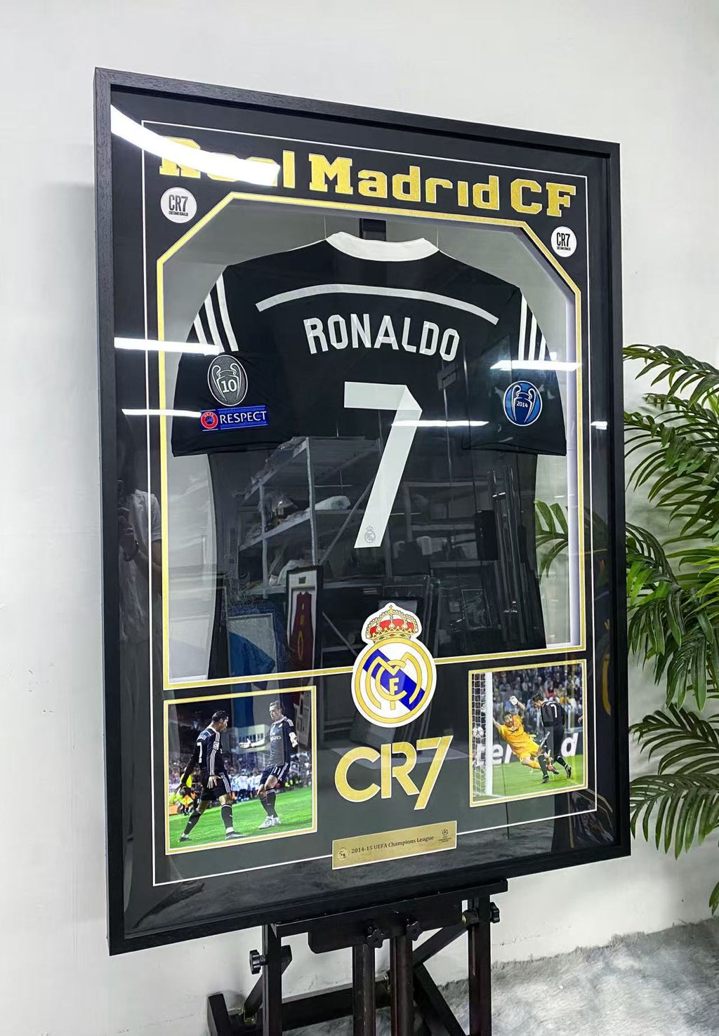 Cristiano Ronaldo Real Madrid 2014-15 Champions League Away Signed Black Jersey Framed Display