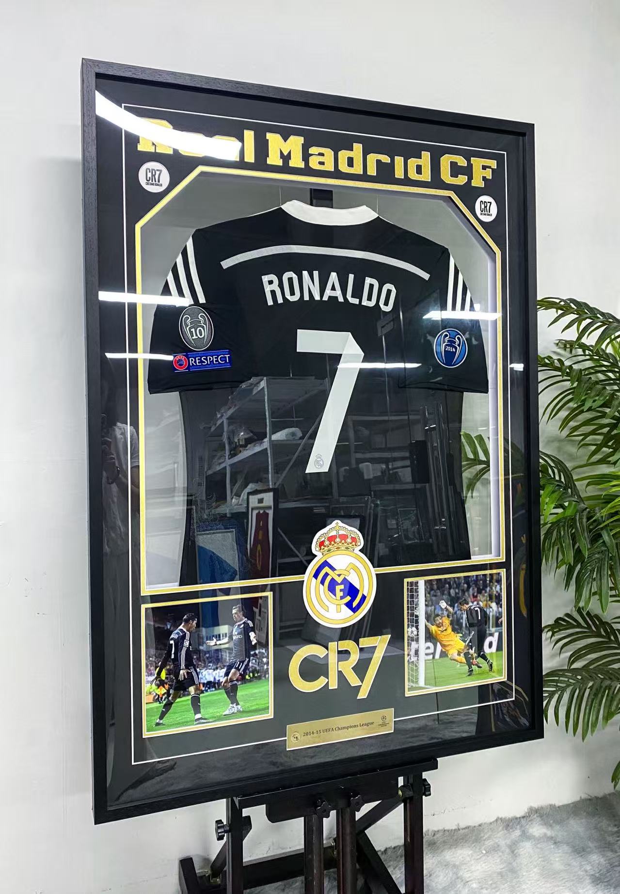 Cristiano Ronaldo Real Madrid 2014-15 Champions League Away Signed Black Jersey Framed Display