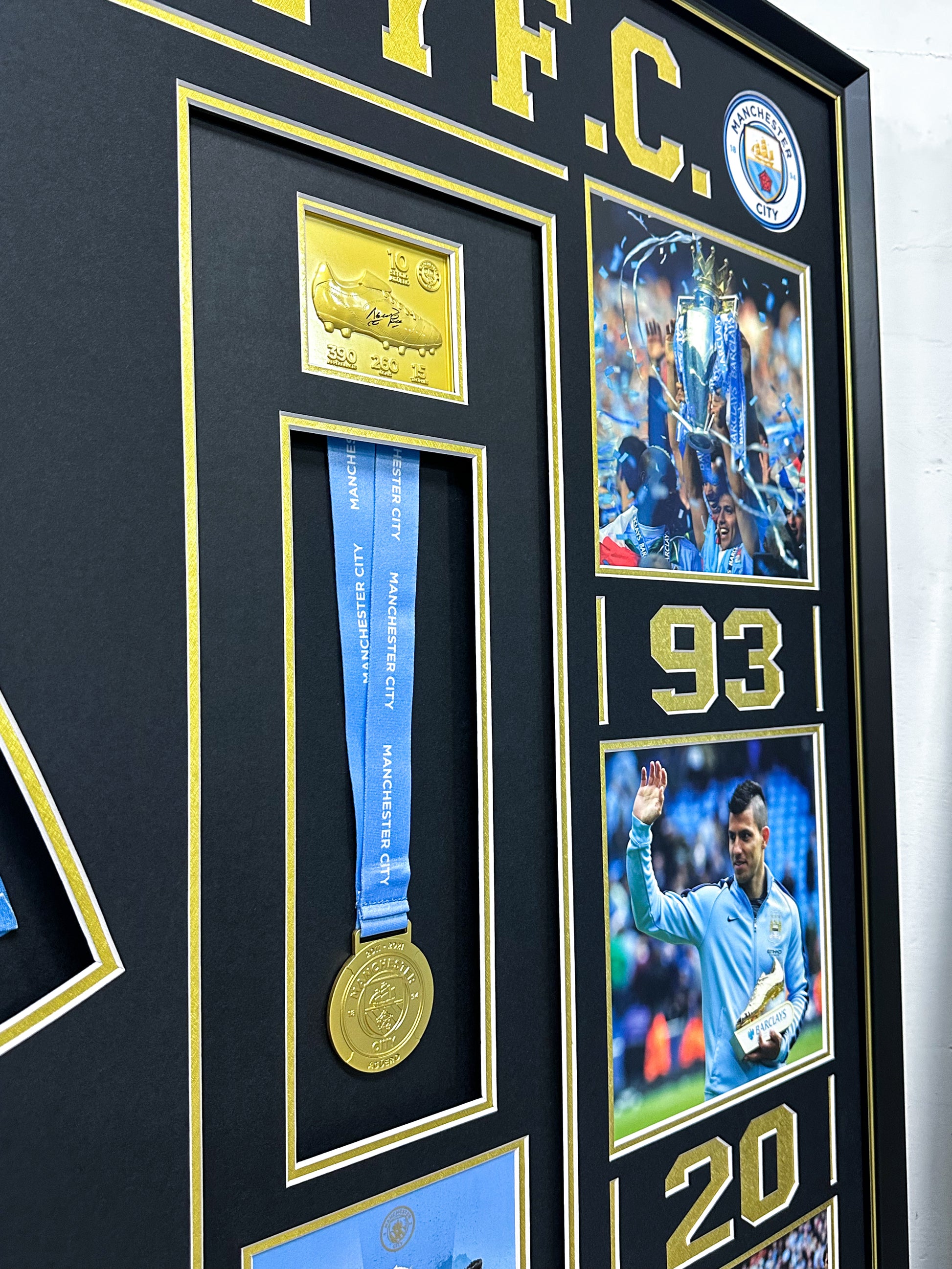 Kun Agüero & Kevin De Bruyne Manchester City FC Autographed Custom Framed Jersey