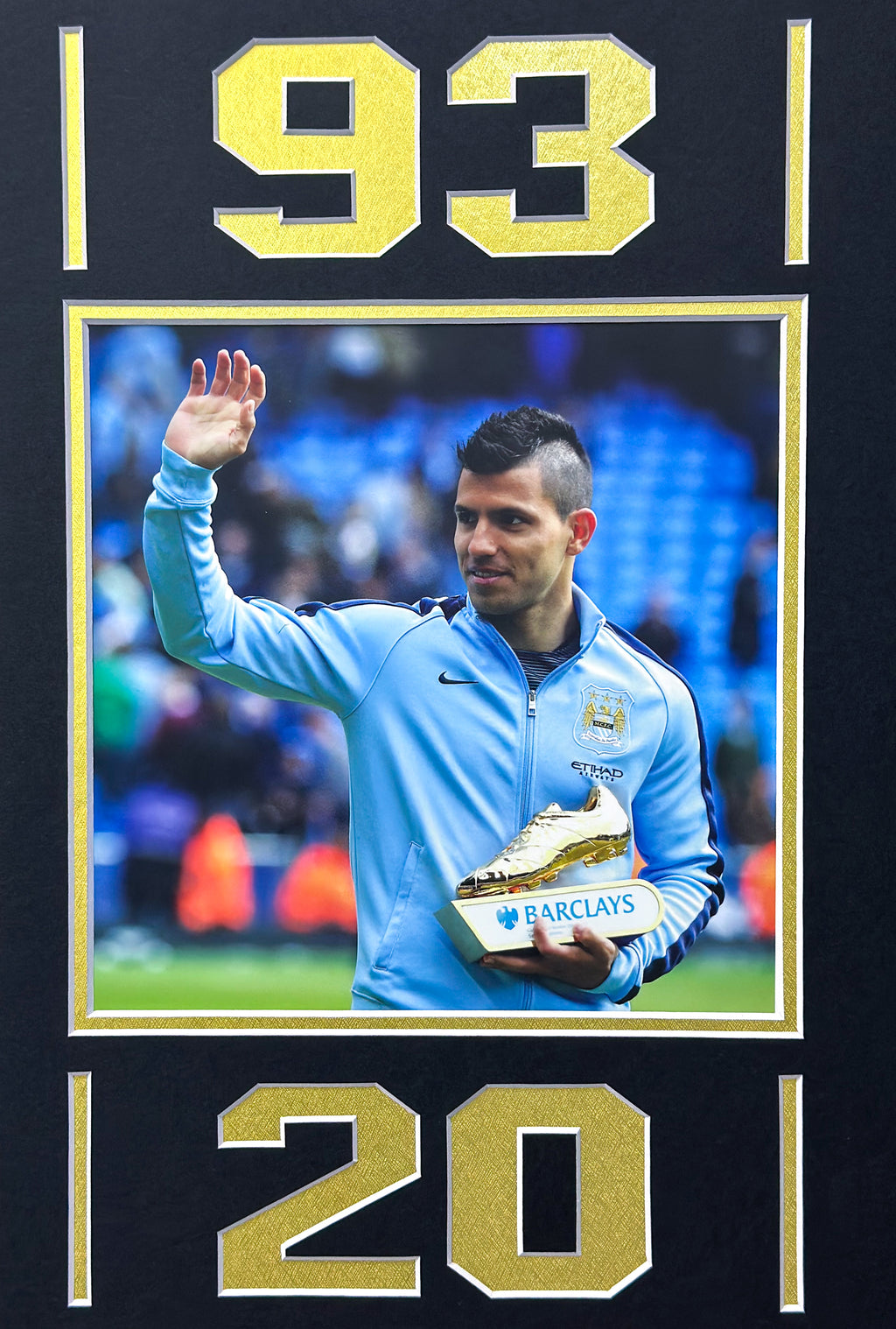 Kun Agüero & Kevin De Bruyne Manchester City FC Autographed Custom Framed Jersey