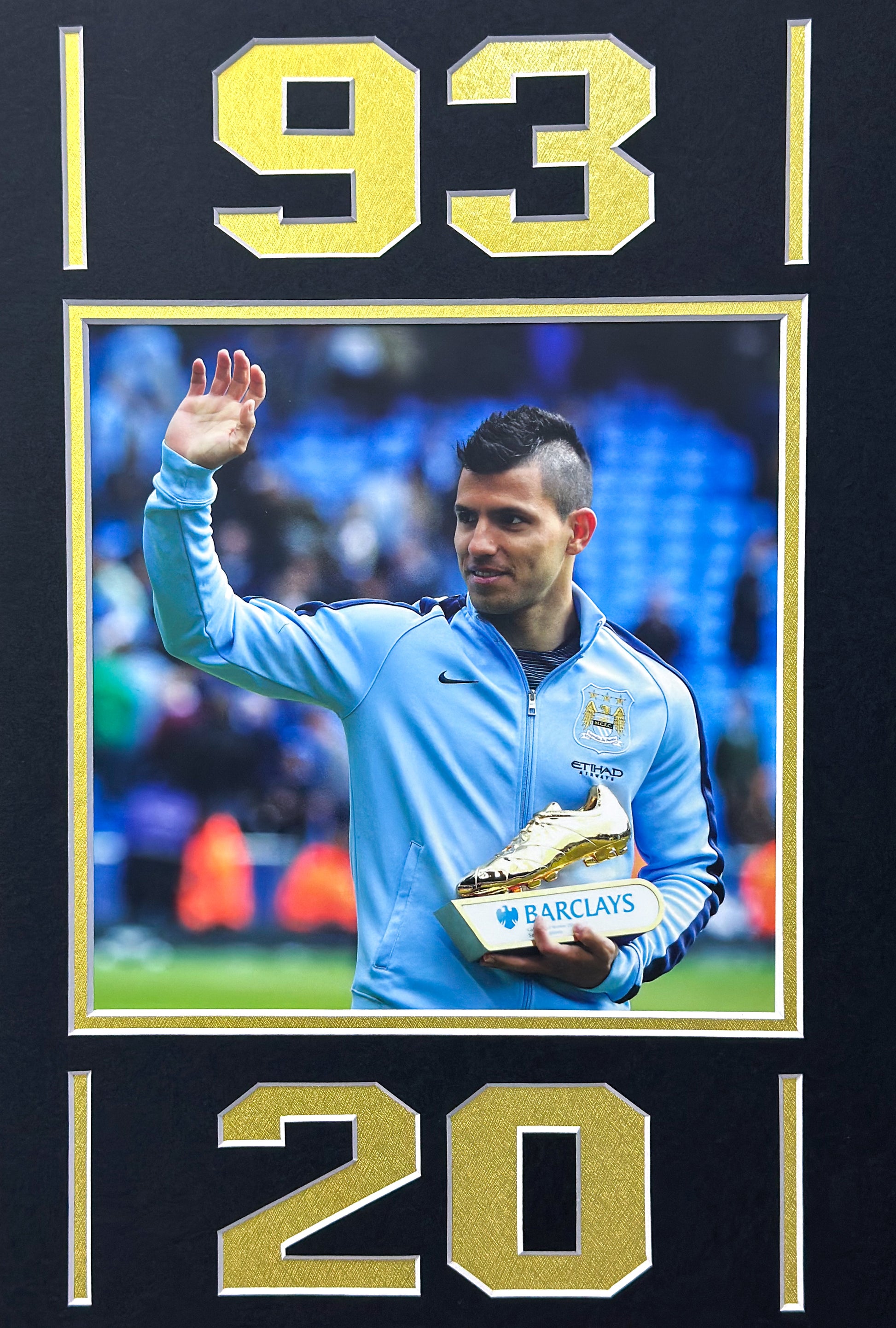 Kun Agüero & Kevin De Bruyne Manchester City FC Autographed Custom Framed Jersey
