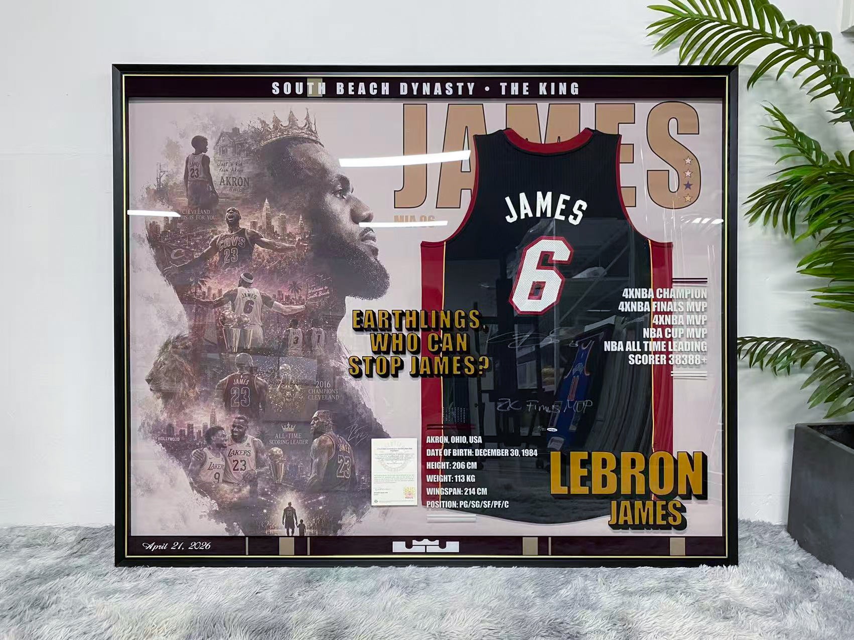 Lebron James Miami Heat Autographed Jersey Framing Sentimental Item