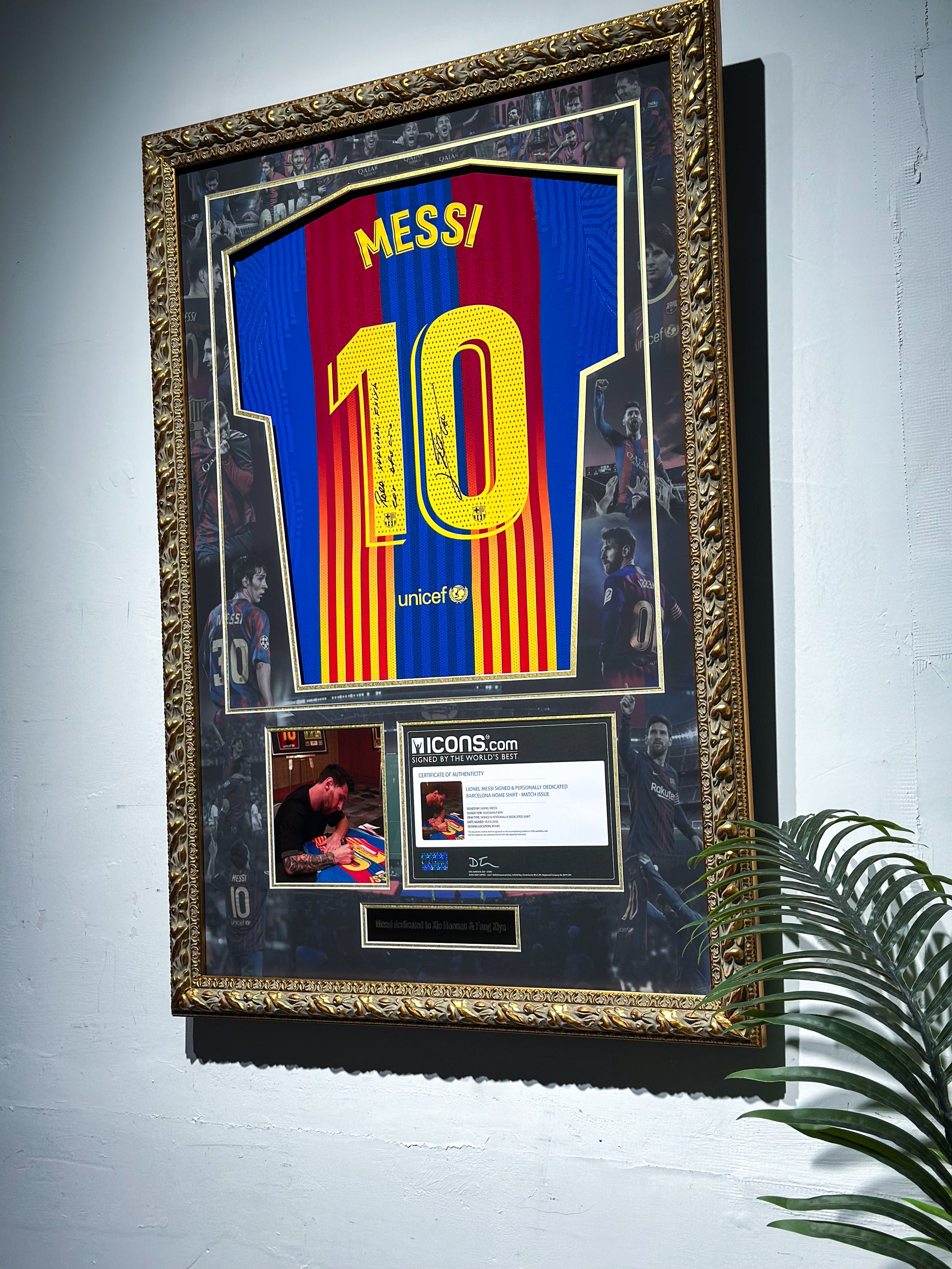 Lionel Messi Barcelona FC Jersey Framed