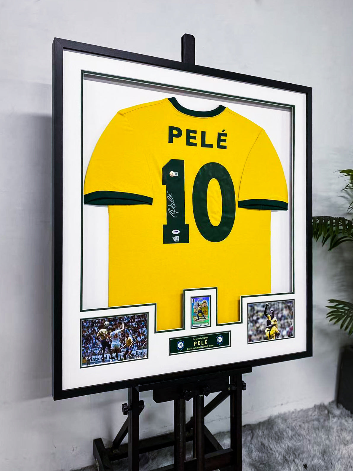 Pele Brazil National Team Signed Jersey Framed