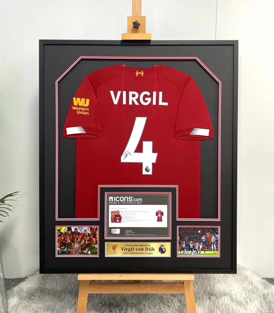 Virgil van Dijk Liverpool FC Autographed Jersey Standard Framed