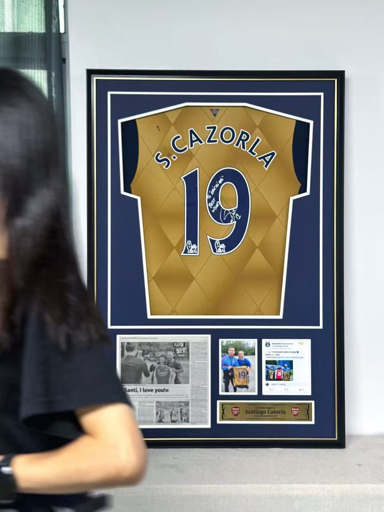 Santi Cazorla Arsenal Autographed Jersey Custom Framed