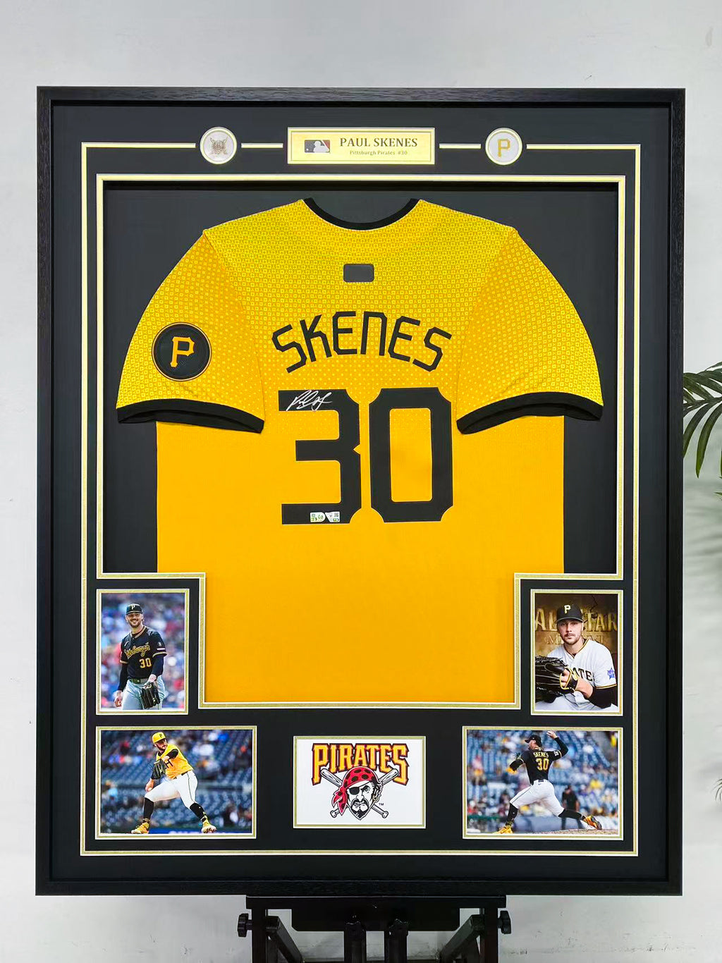 Paul Skenes Pittsburgh Pirates 30 Signed Yellow Jersey Display Frame