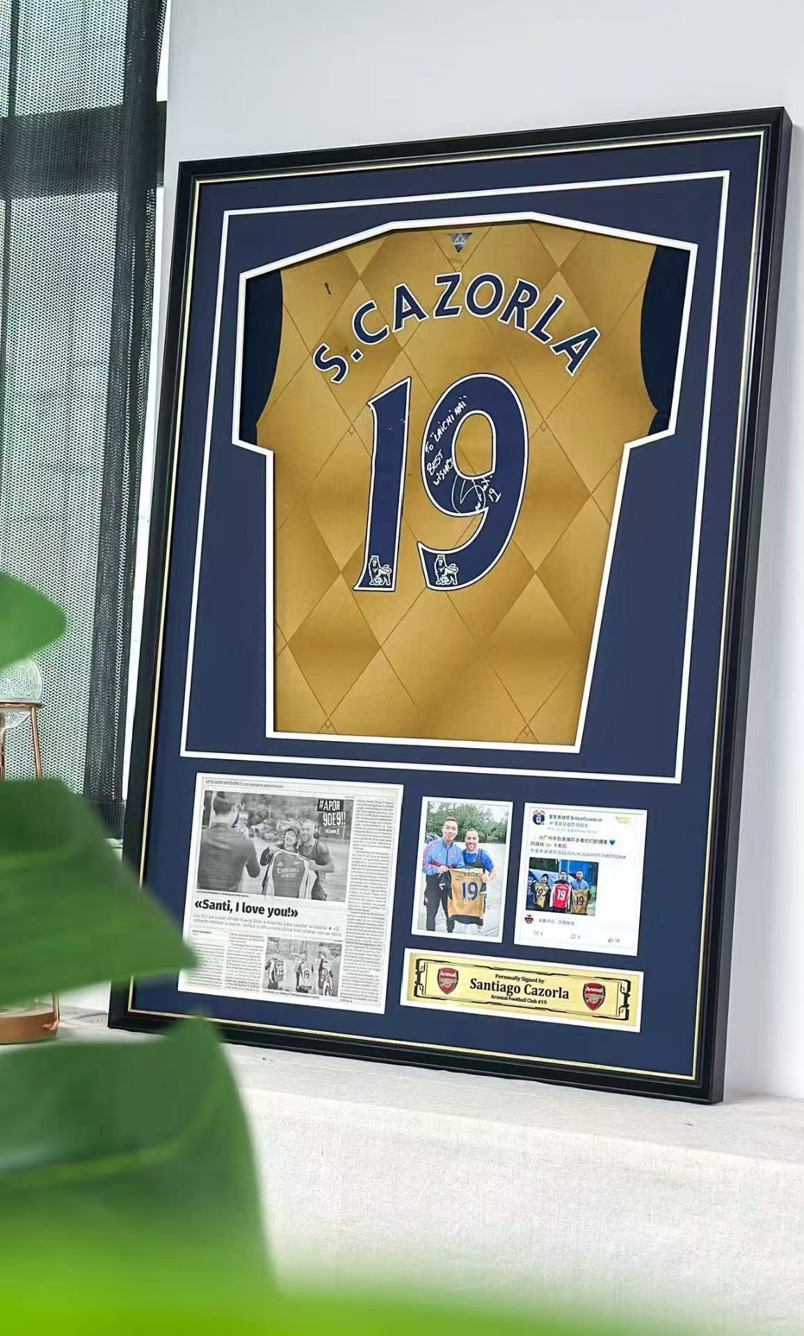 Santi Cazorla Arsenal Autographed Jersey Custom Framed