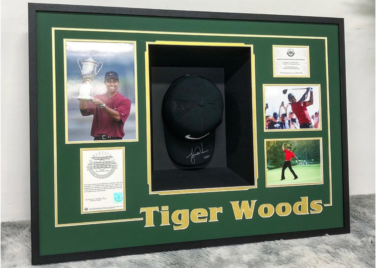 Tiger Woods Hat Sentimental Item Custom Framed